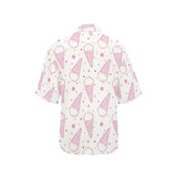 Hand drawn ice cream pattern Women's All Over Print Hawaiian Shirt
