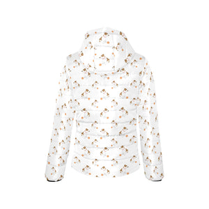 Jack Russel Pattern Print Design 05 Women's Padded Hooded Jacket