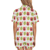 Alien Pattern Print Design 05 Women's V-Neck Short Pajama Set
