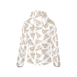 Hand drawn pizza pattern Women's Padded Hooded Jacket