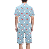 Cute penguin christmas snow pattern Men's V-Neck Short Pajama Set