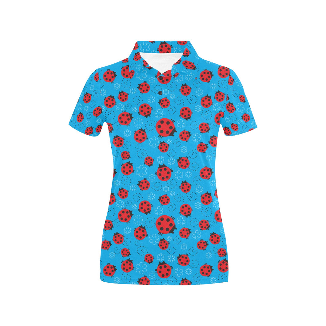 Ladybug Pattern Print Design 02 Women's All Over Print Polo Shirt