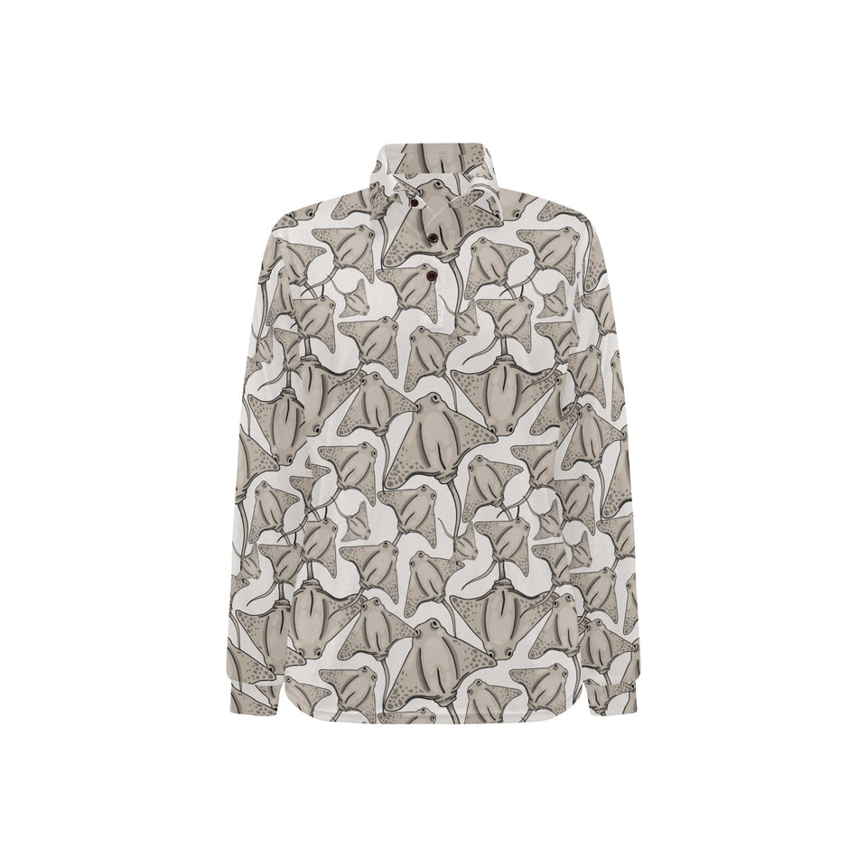 Stingray Pattern Print Design 05 Women's Long Sleeve Polo Shirt