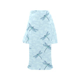 Dragonfly pattern blue background Blanket Robe with Sleeves