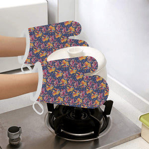 Goldfish Pattern Print Design 05 Heat Resistant Oven Mitts