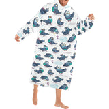 Pigeon Pattern Print Design 02 Blanket Robe with Sleeves