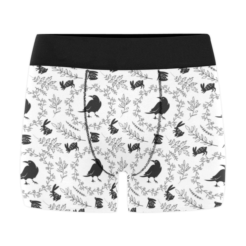 Crows floral wreath rabbit pattern Men's All Over Print Boxer Briefs Men's Underwear