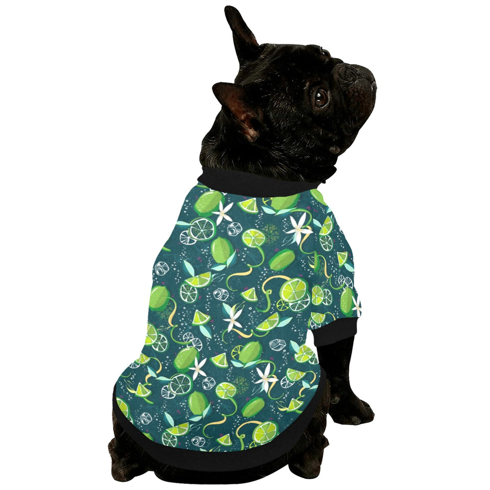 Lime ice flower pattern All Over Print Pet Dog Round Neck Fuzzy Shirt
