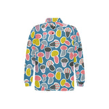 Colorful mushroom design pattern Men's Long Sleeve Polo Shirt