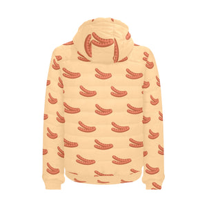 Sausage Pattern Print Design 03 Men's Padded Hooded Jacket