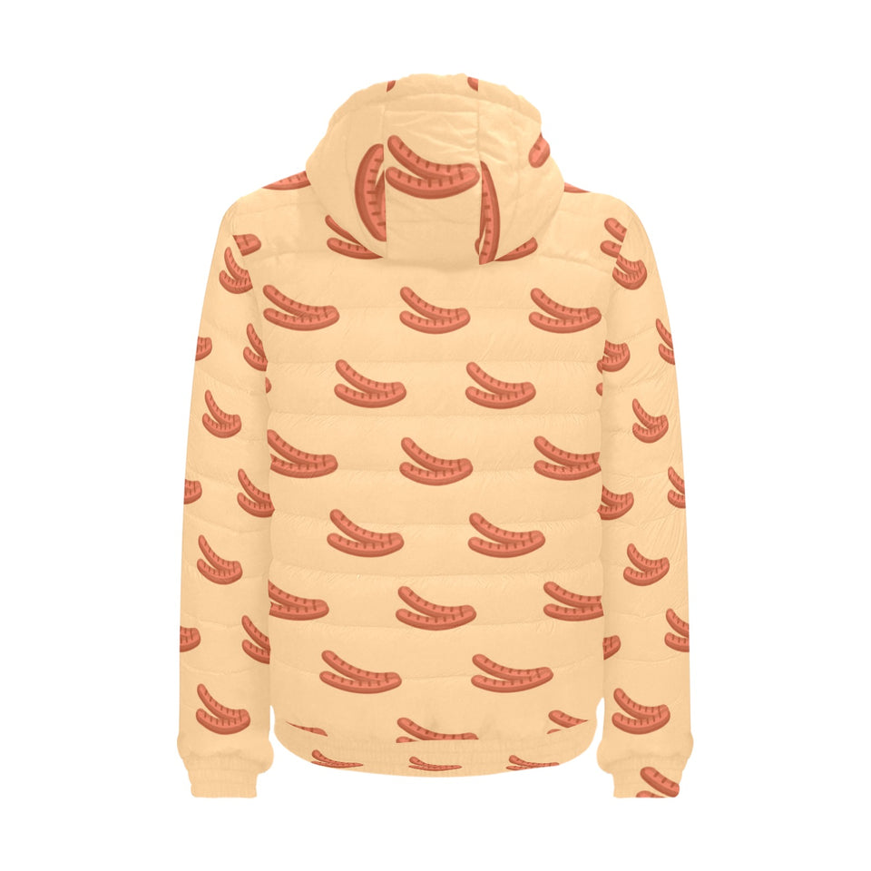 Sausage Pattern Print Design 03 Men's Padded Hooded Jacket