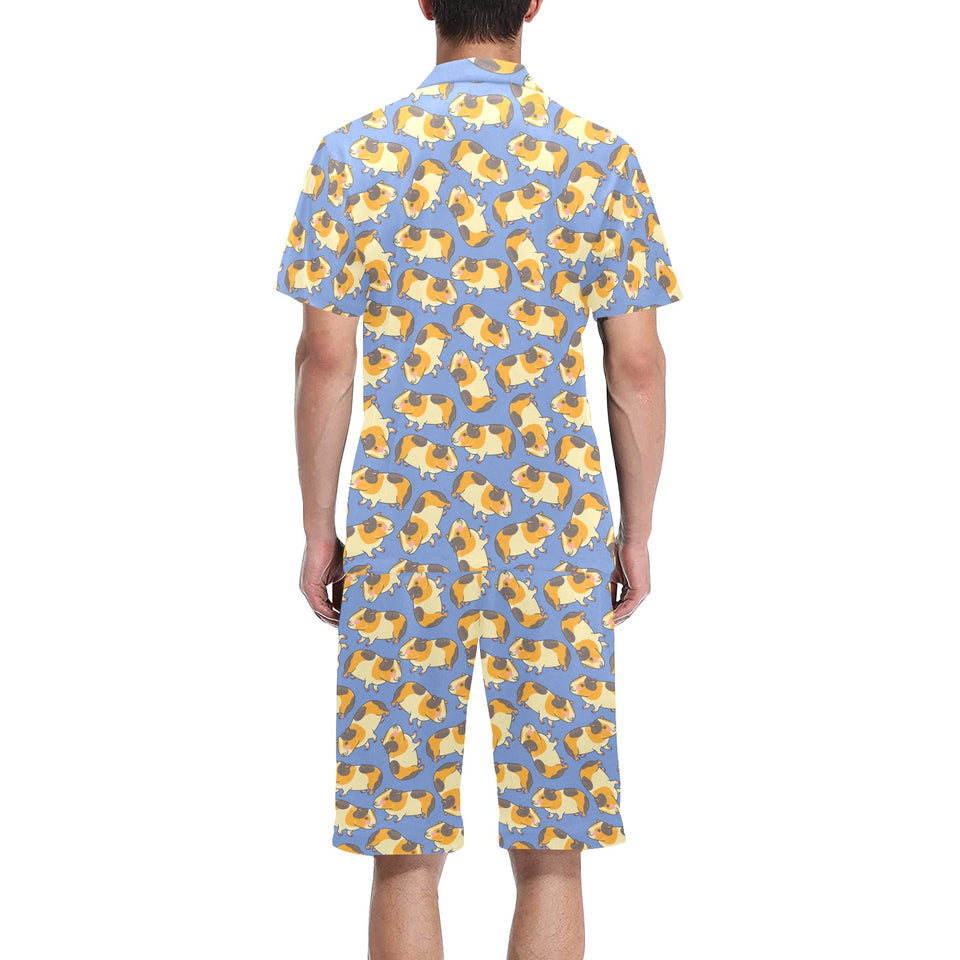 Guinea Pig Pattern Print Design 02 Men's V-Neck Short Pajama Set