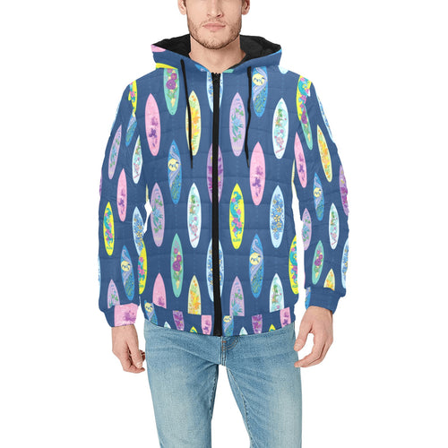 Surfboard Pattern Print Design 03 Men's Padded Hooded Jacket