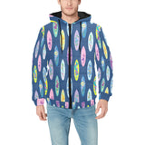 Surfboard Pattern Print Design 03 Men's Padded Hooded Jacket