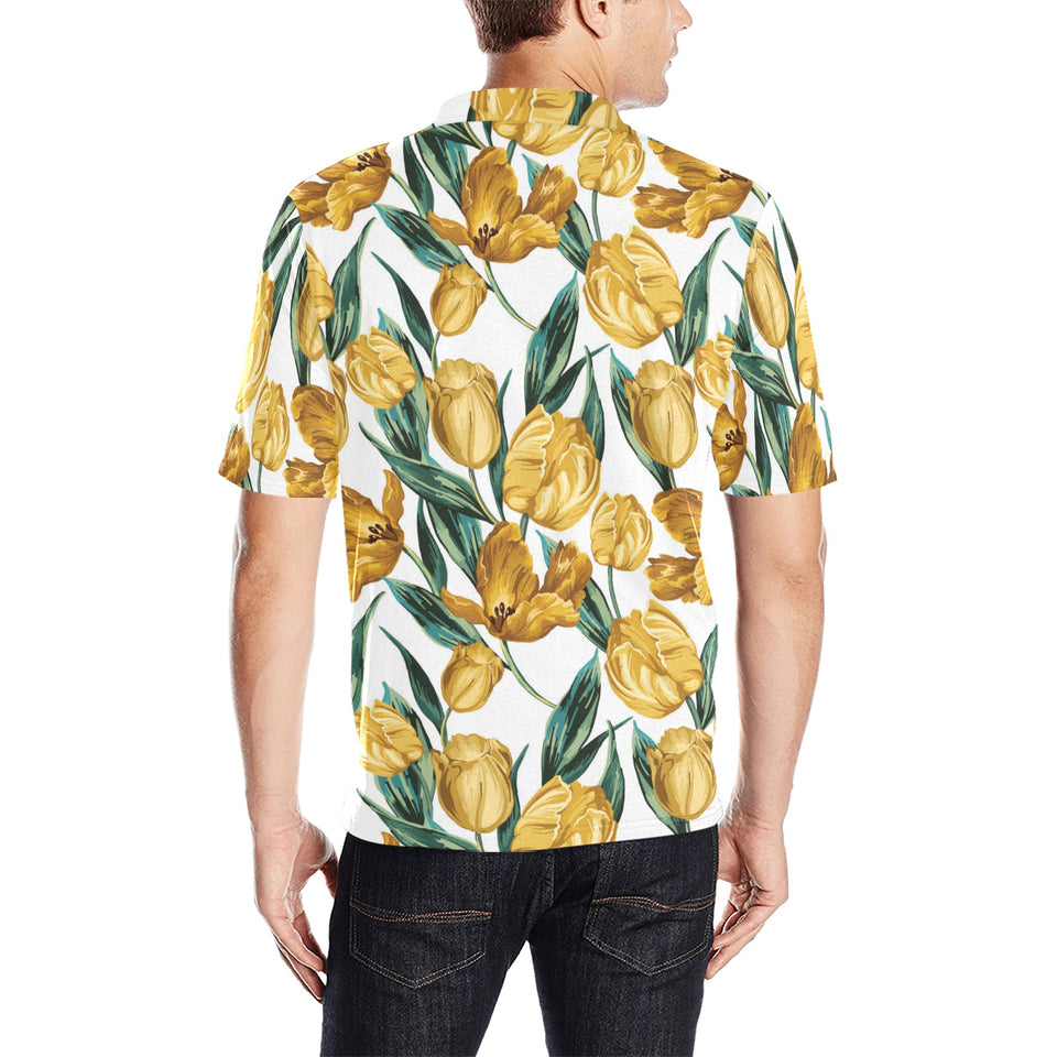yellow tulips pattern Men's All Over Print Polo Shirt