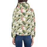 heliconia pattern Women's Padded Hooded Jacket