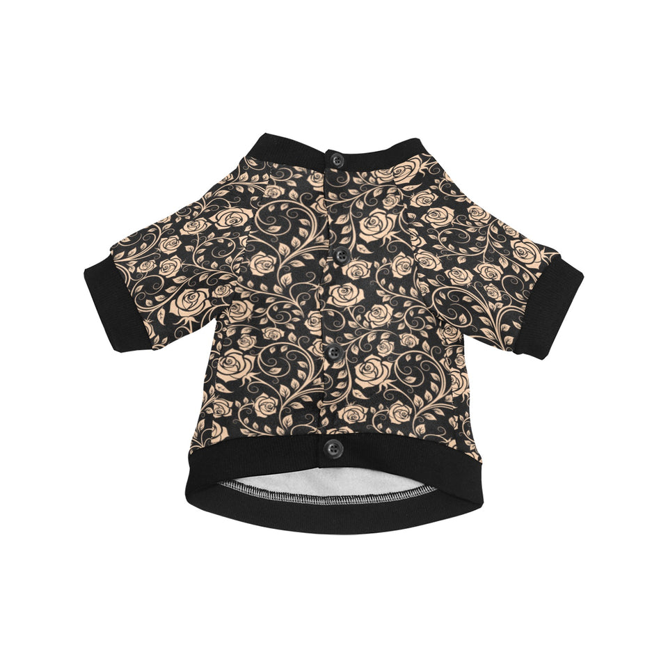 Rose Pattern Print Design 04 All Over Print Pet Dog Round Neck Fuzzy Shirt