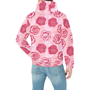 Rose Pattern Print Design 02 Men's Padded Hooded Jacket