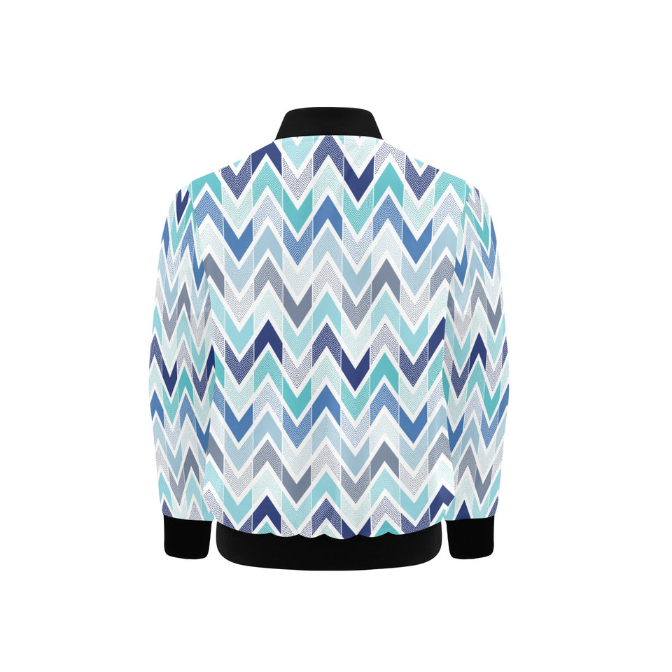 zigzag chevron blue pattern Kids' Boys' Girls' Bomber Jacket