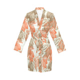 Cocoa beans Cocoa tree pattern Women's Long Sleeve Belted Night Robe