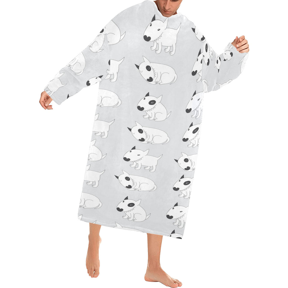 Bull Terrier Pattern Print Design 01 Blanket Robe with Sleeves