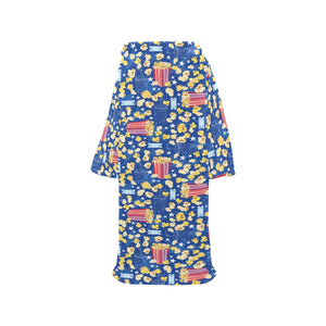 Popcorn Pattern Print Design 01 Blanket Robe with Sleeves