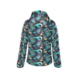 Dragon sea wave pattern Women's Padded Hooded Jacket