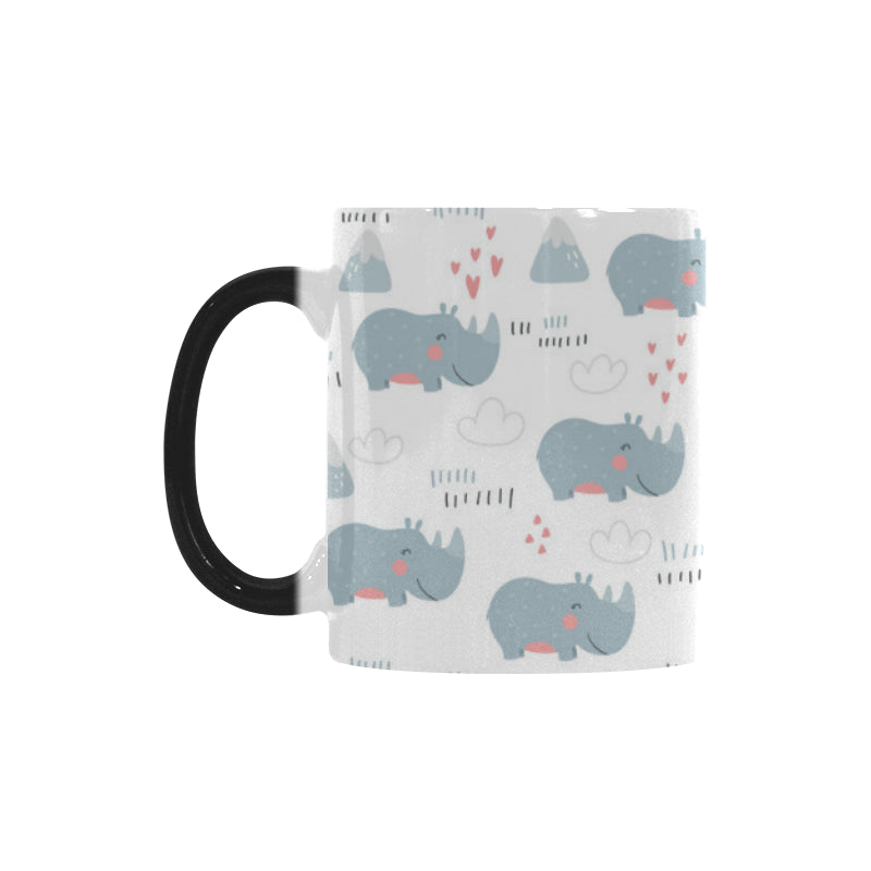 cute rhino heart pattern Morphing Mug Heat Changing Mug