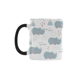 cute rhino heart pattern Morphing Mug Heat Changing Mug