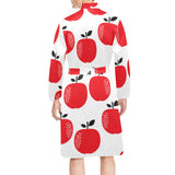 red apples white background Men's Long Sleeve Belted Night Robe