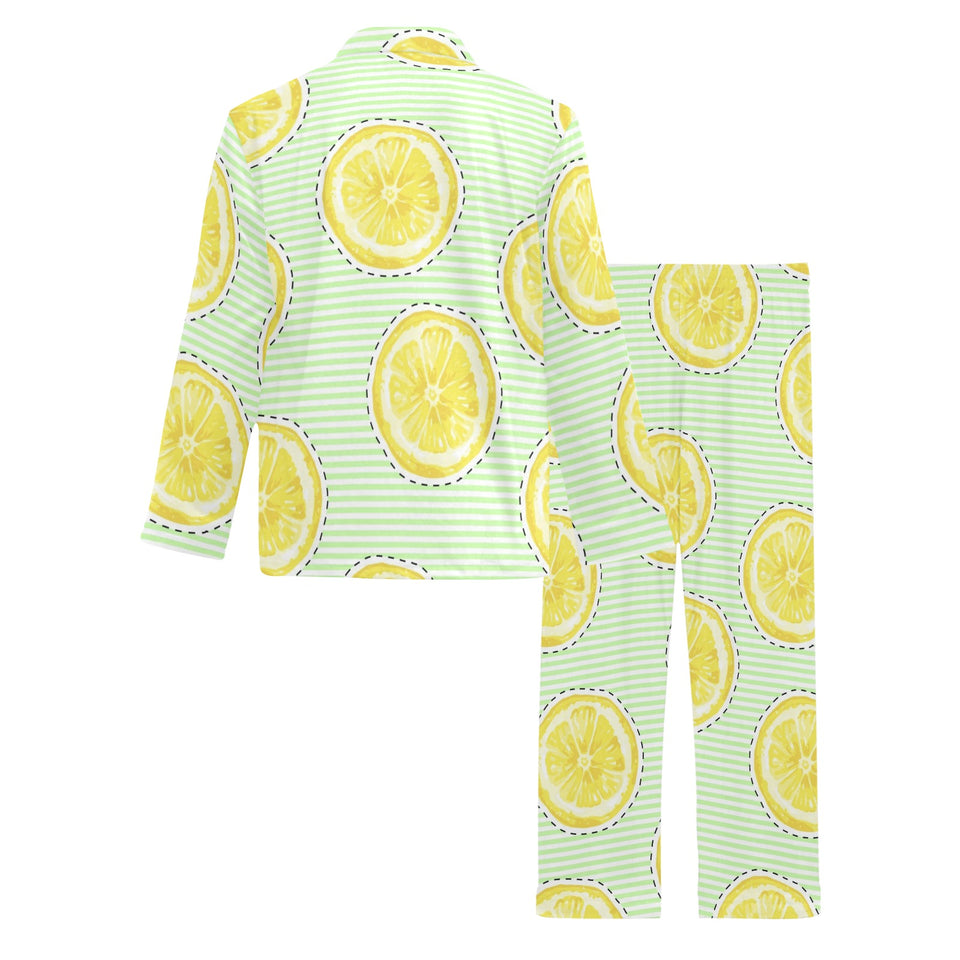 slice of lemon pattern Men's Long Pajama Set
