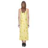 Cheese texture V-Neck Open Fork Long Dress