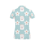 Maneki neko cat sakura Women's All Over Print Polo Shirt