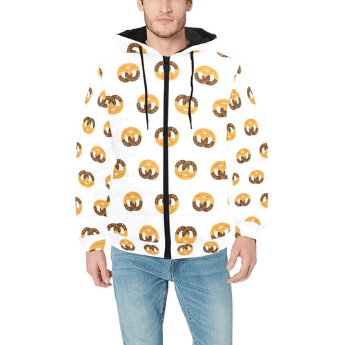 Pretzels Pattern Print Design 02 Men's Padded Hooded Jacket