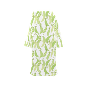 Green Peas Pattern Print Design 03 Blanket Robe with Sleeves