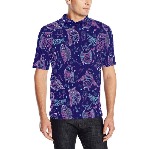 Cute owls pattern boho style ornament Men's All Over Print Polo Shirt