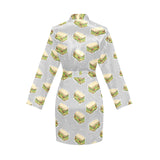 Sandwich Pattern Print Design 05 Women's Long Sleeve Belted Night Robe