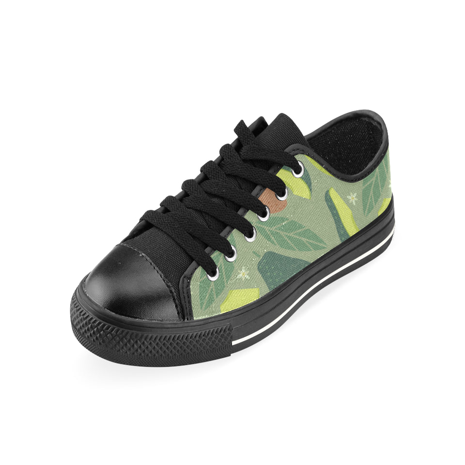 Avocado pattern Men's Low Top Canvas Shoes Black