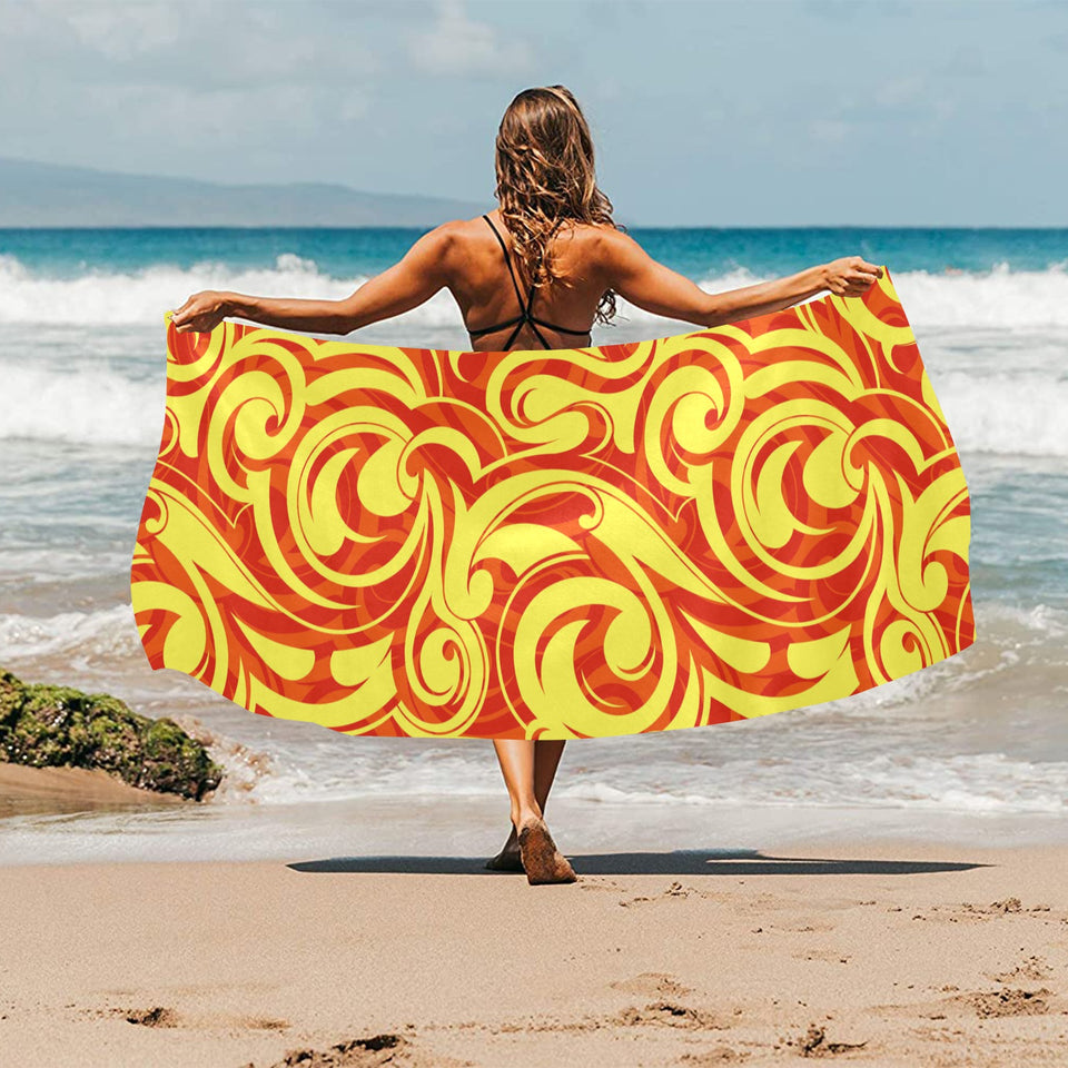 Fire flame design pattern Beach Towel