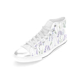 Hand painting Watercolor Lavender Women's High Top Canvas Shoes White
