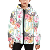 Colorful orchid flower pattern Kids' Boys' Girls' Padded Hooded Jacket