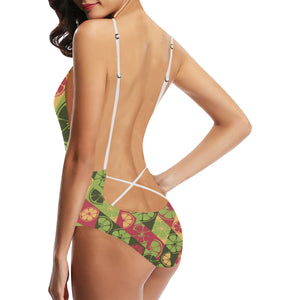 Cool Geometric lime pattern Women's One-Piece Swimsuit