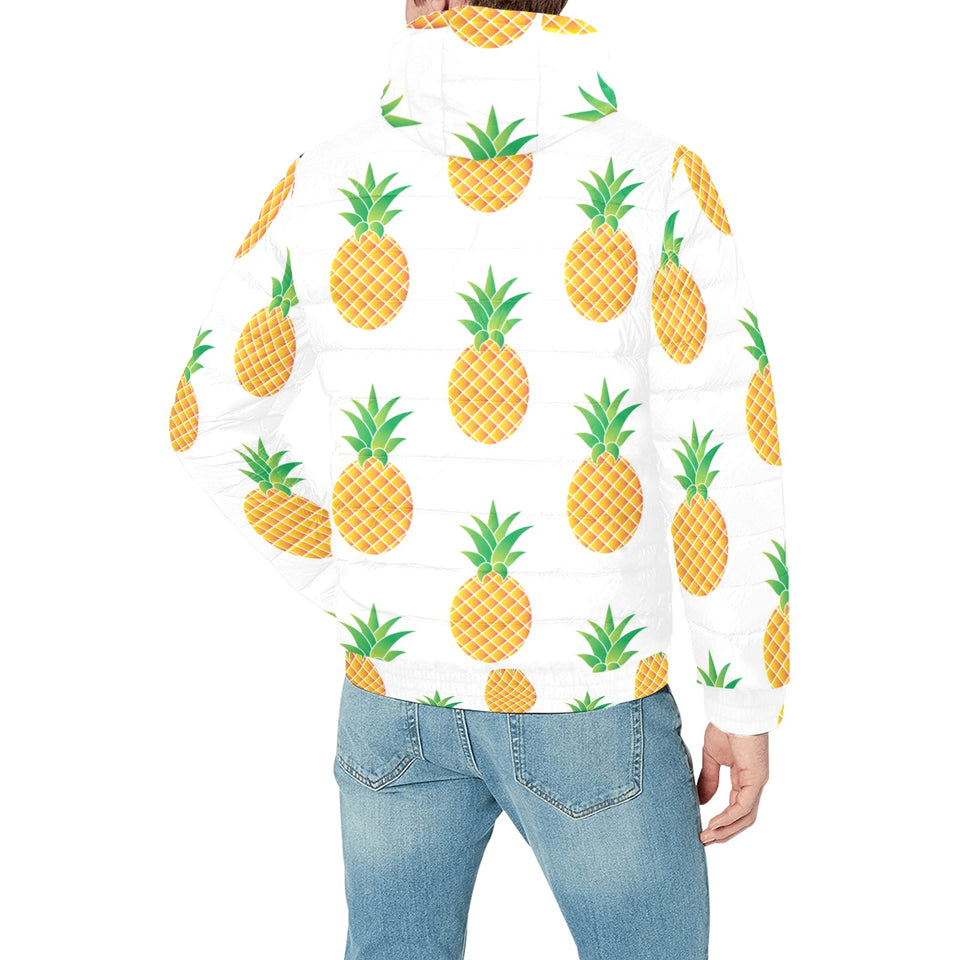 Pineapples pattern Men's Padded Hooded Jacket