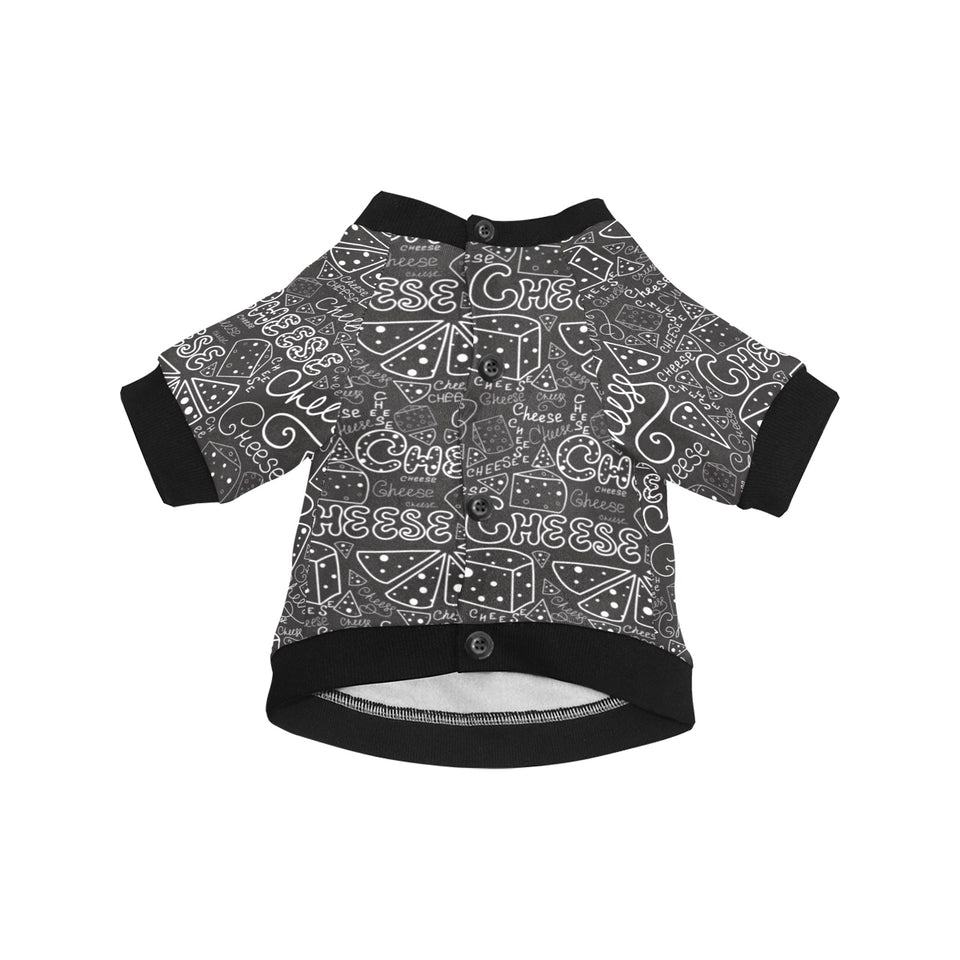Handwritten cheese pattern All Over Print Pet Dog Round Neck Fuzzy Shirt