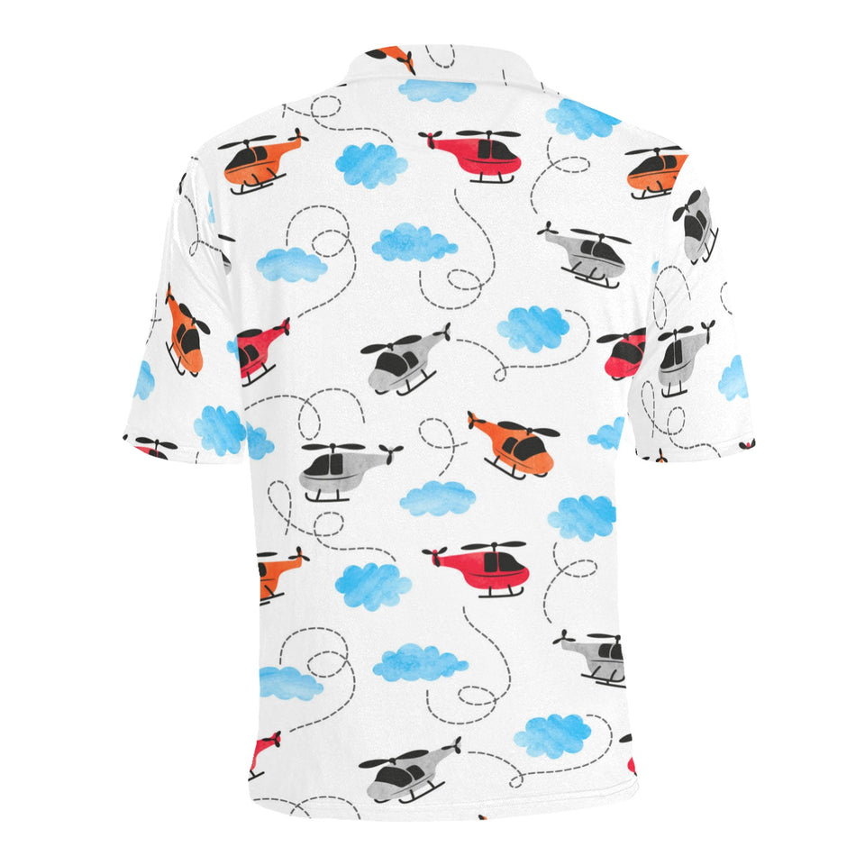 Watercolor helicopter cloud pattern Men's All Over Print Polo Shirt