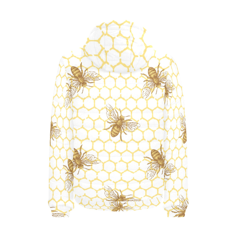 Bee honeycomb seamless design pattern Men's Padded Hooded Jacket