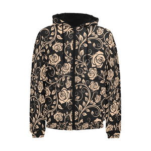 Rose Pattern Print Design 04 Men's Padded Hooded Jacket