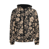 Rose Pattern Print Design 04 Men's Padded Hooded Jacket