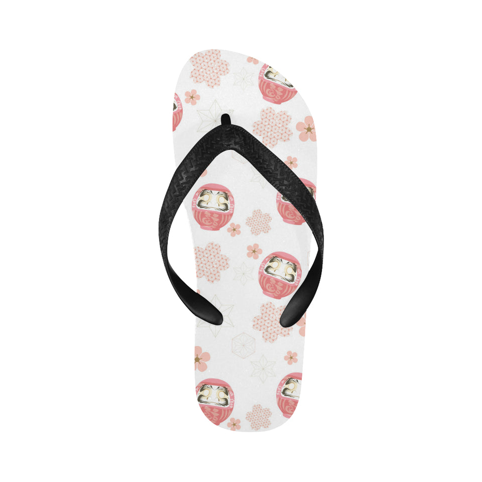 Daruma japanese wooden doll cherry blossom flower Unisex Flip Flops
