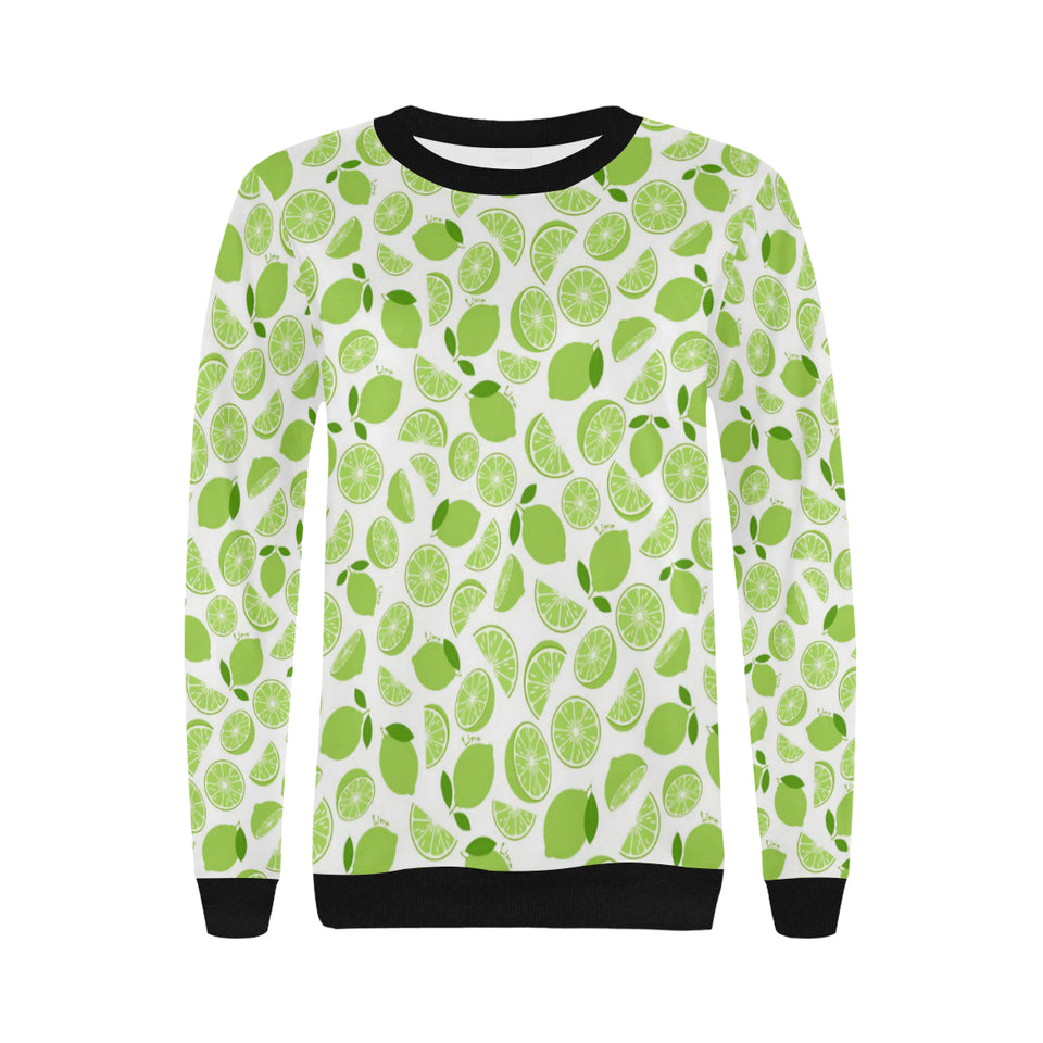 Lime design pattern Women's Crew Neck Sweatshirt